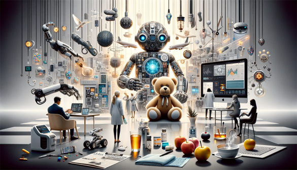 DALL·E 2023-12-21 14.41.47 – Craft an image that subtly integrates a variety of technological themes into a coherent and stylish composition_ 1) OpenAI’s GPT-4.5; 2) Curio’s inter