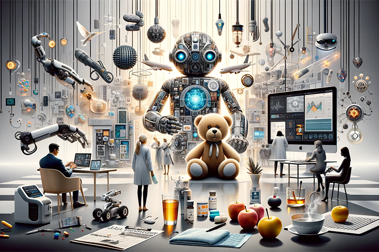 DALL·E 2023-12-21 14.41.47 – Craft an image that subtly integrates a variety of technological themes into a coherent and stylish composition_ 1) OpenAI’s GPT-4.5; 2) Curio’s inter